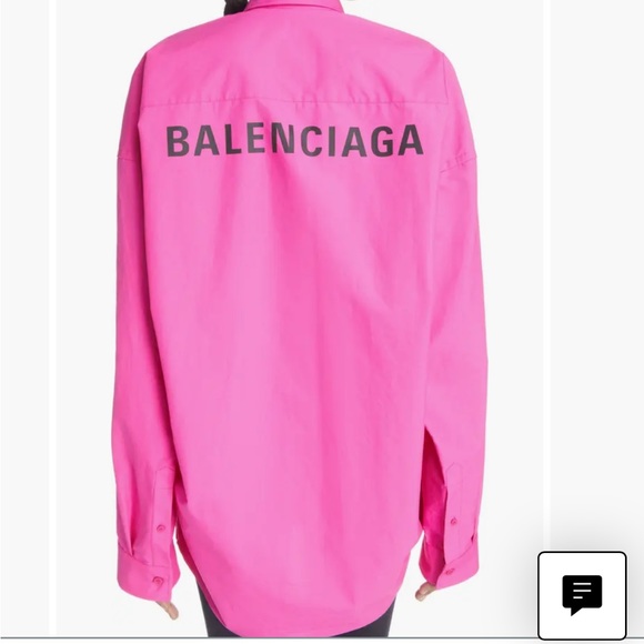 Balenciaga Lipstick Pink Black Logo Tie Shirt Size 38 US 6 $1390 - Picture 1 of 6